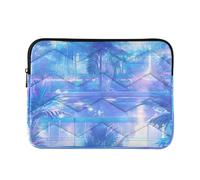 Custodie per computer portatili da 13 a 14 pollici, concise, piante tropicali, blu, borse per il trasporto del computer per donne e uomini
