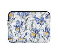 Custodie per laptop 13-14 pollici concise, fiori di iris blu cartoni animati, borse per computer con cerniera per viaggi, lavoro e affari