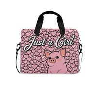 Custodie per laptop Borsa a tracolla portatile con maniglia e tracolla Borsa per computer da 15,6 pollici Just A Girl Who Loves Pig