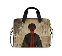 Custodie per laptop Borsa a tracolla portatile con maniglia e tracolla per tablet da 15,6 pollici Borsa da trasporto Beige Rosso Geisha Vintage Giappone