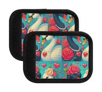 Custodie per valigie e valigie, con rose e cigni bianchi e neri, 15 x 10,9 cm, Nero Bianco Cigno Rose Amore, Set of 2