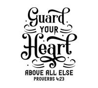 Custodisci il tuo cuore più di ogni altro versetto della Bibbia Adesivi con scritte 52x67.9cm Non danneggia la superficie della parete Nero