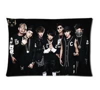 Custom BTS Korean Boy Band Cotton & Polyester Soft Zippered Rectangle Pillowcase Standard Size (20*30)(Twin sides)