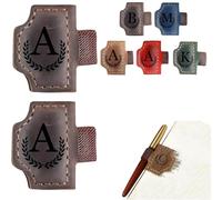 Custom Bygone Mark Bookmark with Pen Holder, 26 Letters Name Initial Personalized Leather Book Mark for Reading Women Men Book Lovers (Coffee,B)