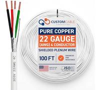 Custom Cable Connection Cavo plenum schermato a 4 conduttori 22 AWG CL3P bianco per sicurezza/allarme/controllo accessi/suono, rotolo da 30 m in una borsa