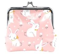 Custom Charming Bunnies Pink Cute Coin Purse for Women Leather Kiss Lock Card Change Holder for Coins, Charming Bunnies Pink, OneSize, Bunnies Charming Pink, Taglia unica, Classico