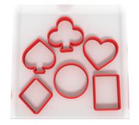 Custom Cutters Stampini a forma di carte da gioco, set di 6 piccole formine in plastica per cottura, fondente, argilla, pasticceria, glassa, gioielli, abiti (3 cm)