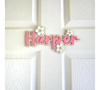 Custom Daisy Name Sign - Wooden Kids Door Plaque - Floral Nursery Name Sign for Girl's Room - Personalizzed Wooden Name Decor for Nursery or Bedroom