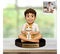 Custom Dog Pet Cat Photo 3D Cartoon Desk Decor Photo Frame Sign Plaque, Personalzied Cartoon Portrait Picture Frame Regali per il compleanno di famiglia