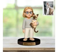 Custom Dog Pet Cat Photo 3D Cartoon Desk Decor Photo Frame Sign Plaque, Personalzied Cartoon Portrait Picture Frame Regali per il compleanno di famiglia
