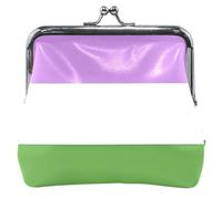 Custom Genderqueer Pride Flag One Sexual Minority Leather Coin Purse Women Cute Buckle Kiss Lock Money Change Pouch Girls, Genderqueer Pride Flag One Sexual Minority, Classic, Genderqueer Pride Flag