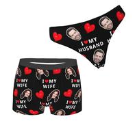 Custom I Love My Wife Husband Matching Boxers Thongs for Couples Personalized Face Boxer Briefs Couples Photo Underwear Set-4