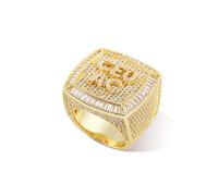 Custom Iniziale Lettera Anello Iced Out Mens Bling Punk Anello Personalizzato Nome Anelli Di Lusso Cubico Zirconia Quadrato Banda Chunky 18K Placato Oro Hip Hop Gioielli Per Uomini Donne