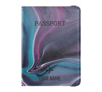 custom Leather Passport Card Holder Cover Combo Personalized Ultra Slim Wallet Combo for Family Vacation Cute Passport Book Travel Essentials Colorful Wave