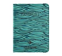 custom Leather Passport Holder Cover Wallet Personalized Ultra Slim Vaccine Card Holder Cover Combo for Women Girl Badge ID Vaccine Card Holder Wallet Travel Essentials Abstract Waves Turquoise