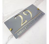 Custom Modern Two-Tone Acrylic 3D Floating House Numbers - Personalizzato Address Plaque for Stylish Outdoor Décor - Weatherproof Home Number Sign for Curb Appeal (Grey Gold)