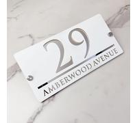 Custom Modern Two-Tone Acrylic 3D Floating House Numbers - Personalizzato Address Plaque for Stylish Outdoor Décor - Weatherproof Home Number Sign for Curb Appeal (White Silver)