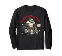 Custom Motorcycles Lowbrow Wolf Rockabilly 1950s Biker Maglia a Manica