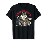 Custom Motorcycles Lowbrow Wolf Rockabilly 1950s Biker Maglietta
