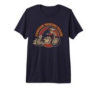 Custom Motorcycles Retro Biker Lowbrow Wolf Rockabilly 50s Maglietta Premium