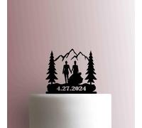 Custom Mountains - Topper per torta in acrilico, motivo: coppia lesbica, larghezza 15,2 cm, colore: viola