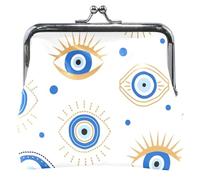 Custom Mystic Eye Icone Blu Cuoio Portamonete Titolare Donne Bacio Lock Monete Portafoglio per Monete, Mystic Eye Icone Blu, Taglia unica, Icone degli occhi mistici blu, Taglia unica, Classico