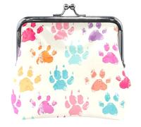 Custom Playful Paws - Portamonete in pelle con chiusura a bacio, porta carte per monete, colore: Panna, Playful Paws crema, Classico