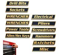 Custom Premium Magnetic Toolbox Labels for Tool Organization 12 Pack of Magnetic Toolbox Labels 3D-Printed Personalized Tool Box Drawer Tags Reusable General Multipurpose Tools Boxs Stickers