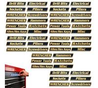 Custom Premium Magnetic Toolbox Labels for Tool Organization 12 Pack of Magnetic Toolbox Labels 3D-Printed Personalized Tool Box Drawer Tags Reusable General Multipurpose Tools Boxs Stickers