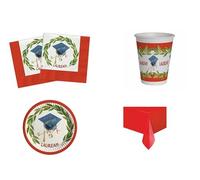 CUSTOM PRINT SHOPPING LAUREA Coordinato ADDOBBI TAVOLA LAUREA DOTTORE, DOTTORESSA party PER 40 OSPITI KIT(40 PIATTI,40 BICCHIERI,40TOVAGLIOLI,1 TOVAGLIA,)