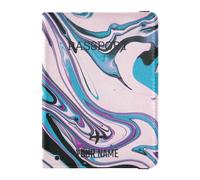 custom PU Leather Passport Holder Cover Wallet Personalized Lightweight Vaccine Card Holder Cover Combo for Women Men Badge ID Vaccine Card Holder Wallet Travel Colorful Wave