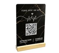 Custom QR Code Sign, Insegna in Acrilico Scan-to-Pay Personalizzata con Base in Legno, Supporto Display QR Code Multiuso per Piccole Imprese, Social Media & Pagamento per Negozio, Salone, Caffetteria