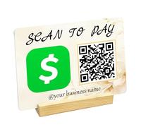 Custom QR Code Sign, Insegna in Acrilico Scan-to-Pay Personalizzata con Base in Legno, Supporto Display QR Code Multiuso per Piccole Imprese, Social Media & Pagamento per Negozio, Salone, Caffetteria