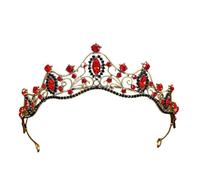 Custom Rhinestone Princess Crown Tiara - Elegant Bridal & Birthday Accessory(Black red)