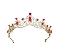 Custom Rhinestone Princess Crown Tiara - Elegant Bridal & Birthday Accessory(Golden red)