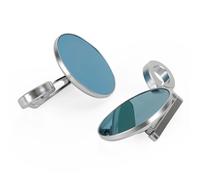 CUSTOM ROTONDO BLU SPECCHIETTO RETROVISORE DX + SX 22 E 25 MM BAR END ARGENTO H7