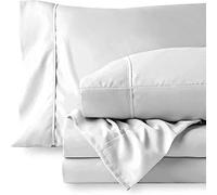 Custom Silk 4 Piece Bed Sheets Set, 100% Egyptian Cotton 400 Thread Count, Hotel Luxury Bed Sheets - Extra Soft -38 CM Deep Pocket of Fitted Sheet, White Solid, UK King Size