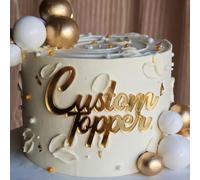 Custom Topper In Acrilico Feste 2 Parole Decorazione Torta 4.5" 5.5" 6.5"