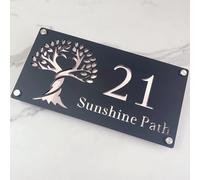 Custom Tree of Life Acrylic Address Sign - Personalizzato Outdoor Floating House Plaque - Waterproof Family Name Plate for Wall, Gate, Recinzione, Mailbox or Garden Deco