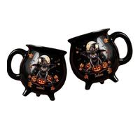 Custom Witch Cauldron Mug - Personalized Witch Cauldron Mug, Witching You A Wicked Brew for Women Besties Family Tea Cup Witchy Spooky Vibes Gifts (C,2pcs)