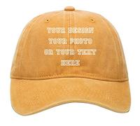 Custom Your Design Text Logo Vintage lavato personalizzato cappello da baseball regolabile unisex, Giallo, Medium