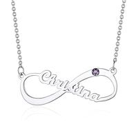 Custom4U 1 Nome Argento Collana Personalizzata Amicizia Collana Famiglia con 1/2/3/4 Nomi 12 Mesi Pietra Portafortuna Collana Personalizzata BFF Confezione Regalo