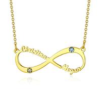 Custom4U 2 Nomi Oro Collana Personalizzata Amicizia Collana Famiglia con 1/2/3/4 Nomi 12 Mesi Pietra Portafortuna Collana Personalizzata BFF Confezione Regalo