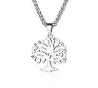 Custom4U 5 Nomi Collana Nome Argento Albero della Vita Collana Personalizzata con Nome Incisione per Famiglia Amicizia Regalo Romantico Collana Commemorativa Impermeabile Anallergica