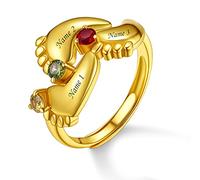 Custom4U Anelli per Piedi di Bambino con Impronte incise su Birthstone Gioielli per Donne Moglie Figlia Madre Appena Nata