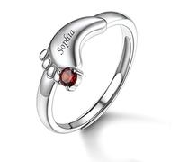 Custom4U Anelli Personalizzati da 1 a 4 Piedi di Bambino con Pietre Portafortuna per Donna - Anello Mamma con Data incisa con Nomi di Bambini su - Gioielli per Mamma neonata (con Confezione Regalo)