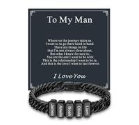 Custom4U Bracciale a Maglie Cubane Personalizzato per Uomini, Bracciale Nero Uomini Per Il Mio Uomo Bracciale a Catena con 1-8 Nomi Incisi Acciaio Inossidabile Regali Gioiello per Papà Marito Padre