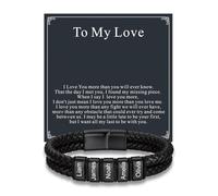 Custom4U Bracciale in Pelle Intrecciata Personalizzato per Uomini, Bracciale Nero Personalizzato per Uomini con Nome Inciso Gioielli Regalo per Lui Marito Padre Papà Per Il Mio Amore