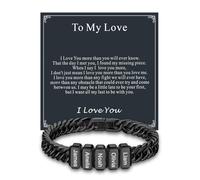 Custom4U Bracciale Nero Personalizzato per Uomini, 1-8 Nomi Incisi Acciaio Inossidabile Bracciale a Catena Cubano, Gioiello Personalizzato Per Il Mio Amore Regali Gioiello per Uomo Papà Marito Padre