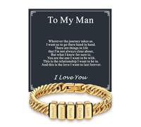 Custom4U Bracciali Acciaio Inossidabile Personalizzati per uomini, 1-8 Nomi Incisi Placcato Oro 18K Bracciale a Maglie Cubane Per Il Mio Uomo Regali Gioiello per Papà Marito Padre Nonno